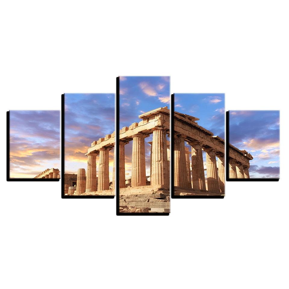 Acropolis of Athens 5 Piece HD Multi Panel Canvas Wall Art Frame - Original Frame