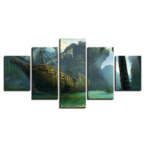 Dilapidated Ship 5 Piece HD Multi Panel Canvas Wall Art Frame - Original Frame