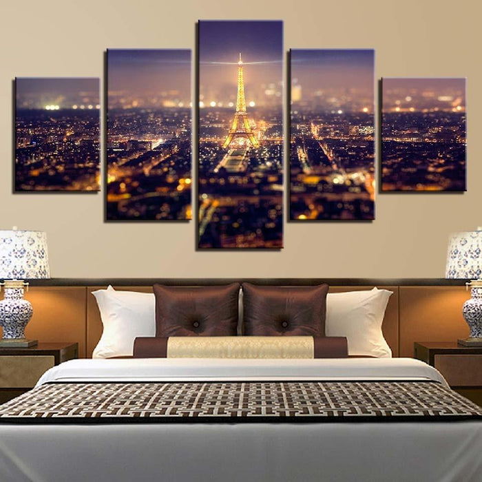 Paris Lights 5 Piece HD Multi Panel Canvas Wall Art Frame - Original Frame