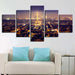 Paris Lights 5 Piece HD Multi Panel Canvas Wall Art Frame - Original Frame