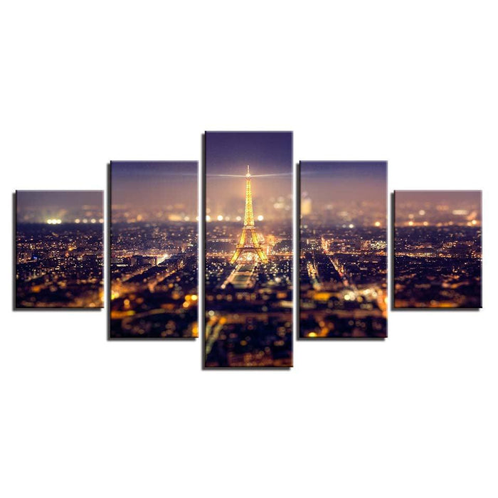 Paris Lights 5 Piece HD Multi Panel Canvas Wall Art Frame - Original Frame