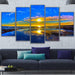 Ocean Sunset 5 Piece HD Multi Panel Canvas Wall Art Frame - Original Frame