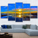 Ocean Sunset 5 Piece HD Multi Panel Canvas Wall Art Frame - Original Frame