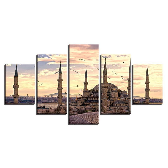 Ancient Palace At Dusk 5 Piece HD Multi Panel Canvas Wall Art Frame - Original Frame