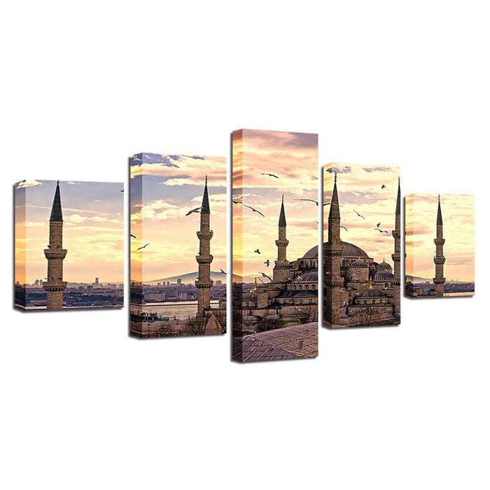 Ancient Palace At Dusk 5 Piece HD Multi Panel Canvas Wall Art Frame