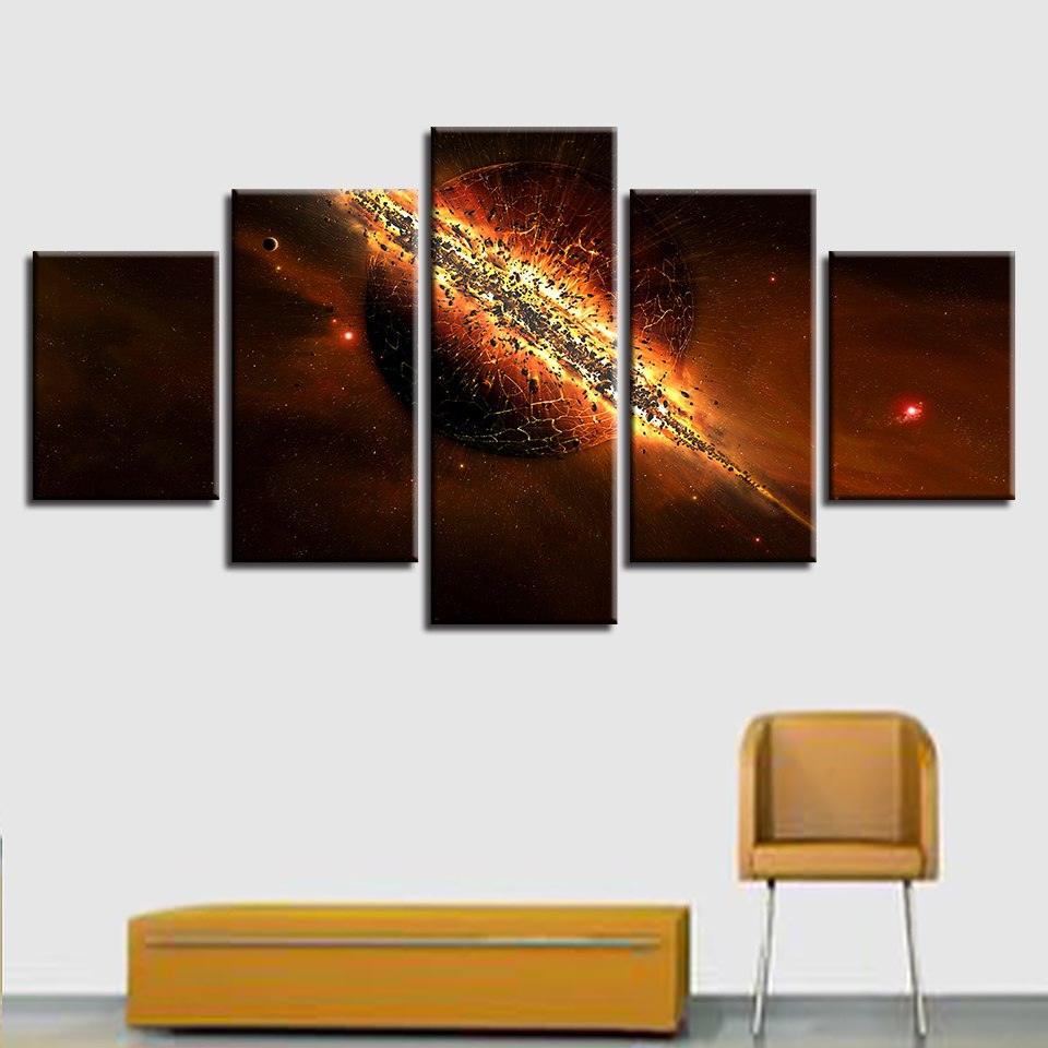Planet Destruction 5 Piece HD Multi Panel Canvas Wall Art - Original Frame
