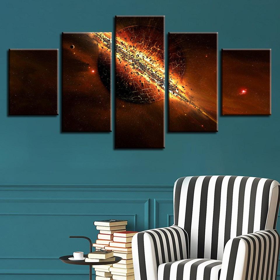 Planet Destruction 5 Piece HD Multi Panel Canvas Wall Art - Original Frame