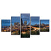 City Night 5 Piece HD Multi Panel Canvas Wall Art Frame - Original Frame