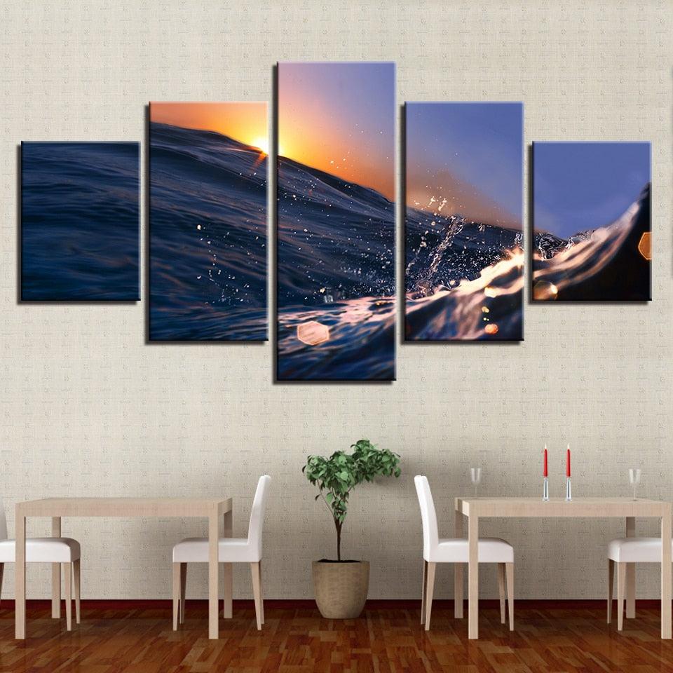 Sunrise Sunshine 5 Piece HD Multi Panel Canvas Wall Art Frame - Original Frame