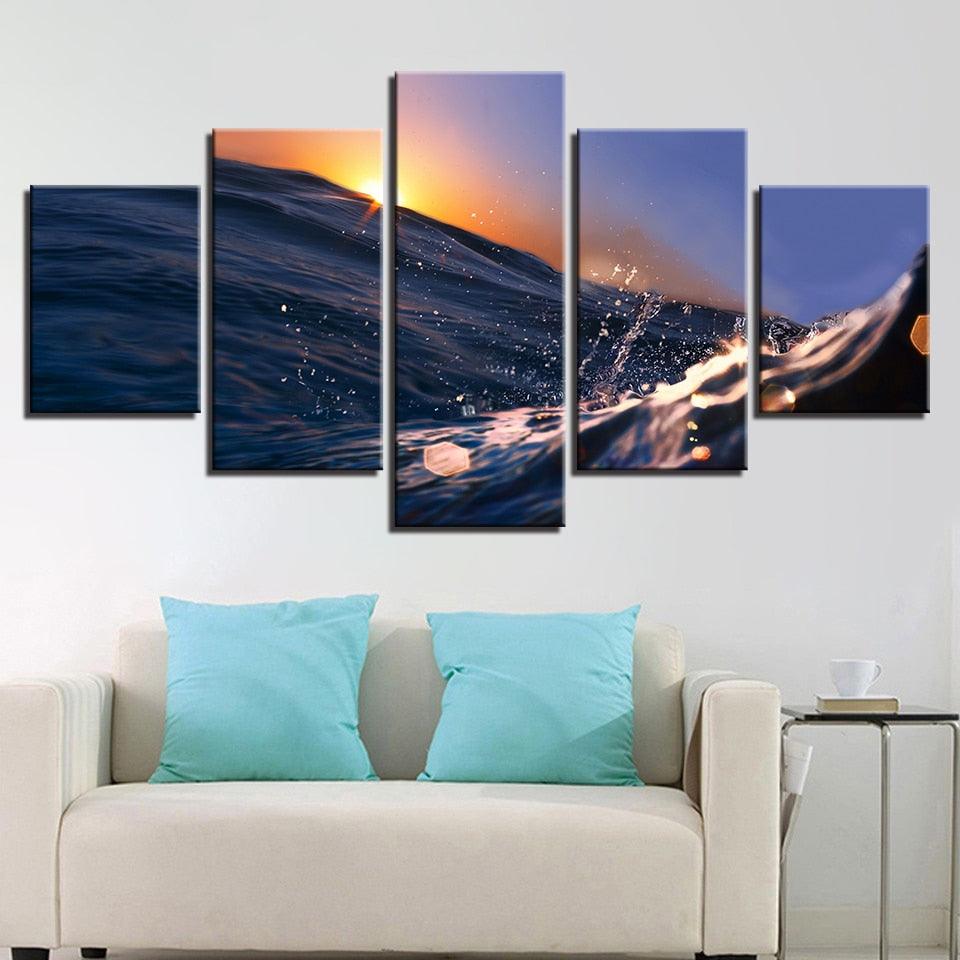 Sunrise Sunshine 5 Piece HD Multi Panel Canvas Wall Art Frame - Original Frame