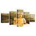 Portrait Gold Buddha 5 Piece HD Multi Panel Canvas Wall Art Frame - Original Frame