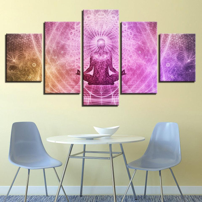 Buddha Art 5 Piece HD Multi Panel Canvas Wall Art Frame