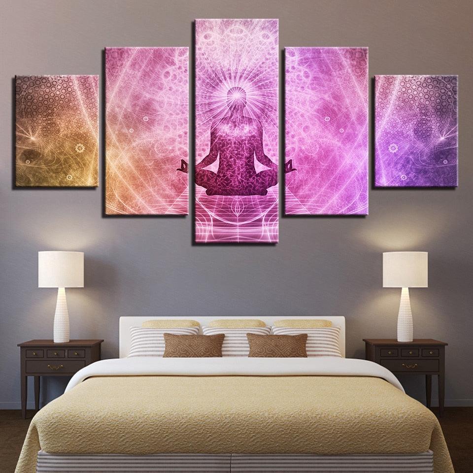 Buddha Art 5 Piece HD Multi Panel Canvas Wall Art Frame - Original Frame