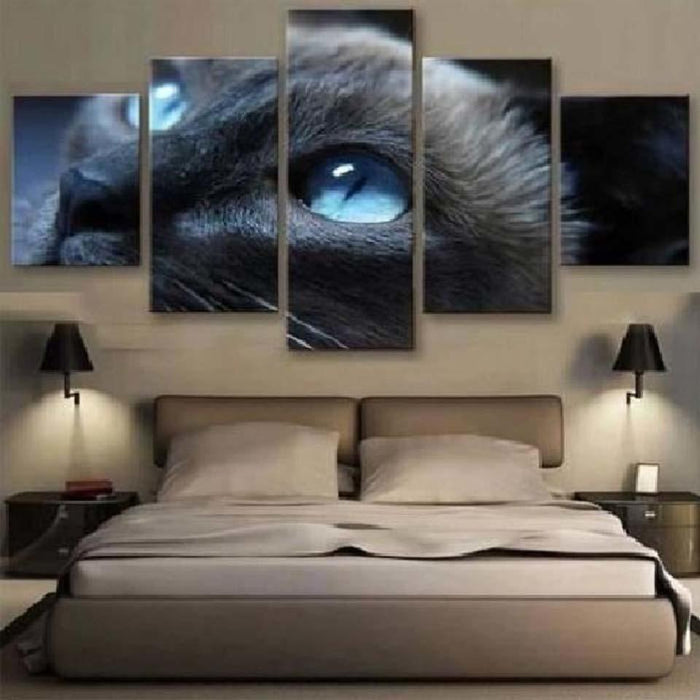 Cat's Eyes 5 Piece HD Multi Panel Canvas Wall Art Frame