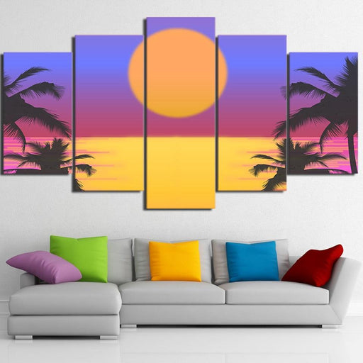 Palms Vector 5 Piece HD Multi Panel Canvas Wall Art Frame - Original Frame