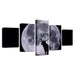 Moon Animals 5 Piece HD Multi Panel Canvas Wall Art Frame - Original Frame