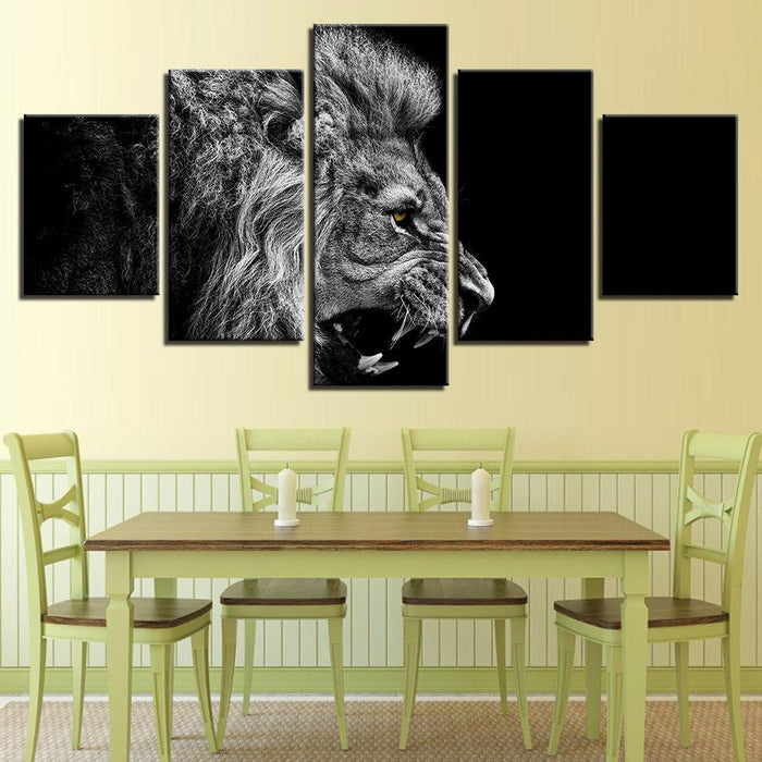 Roaring Lion 5 Piece HD Multi Panel Canvas Wall Art Frame - Original Frame