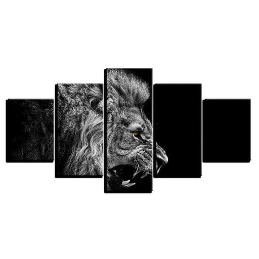 Roaring Lion 5 Piece HD Multi Panel Canvas Wall Art Frame - Original Frame