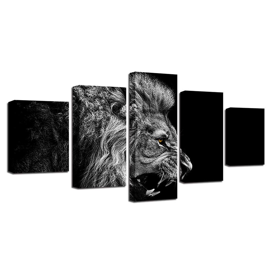 Roaring Lion 5 Piece HD Multi Panel Canvas Wall Art Frame - Original Frame