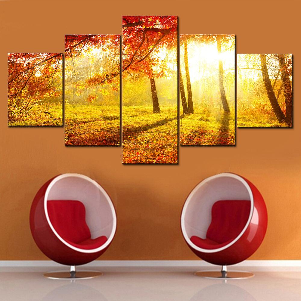 Autumn Sun 5 Piece HD Multi Panel Canvas Wall Art Frame - Original Frame