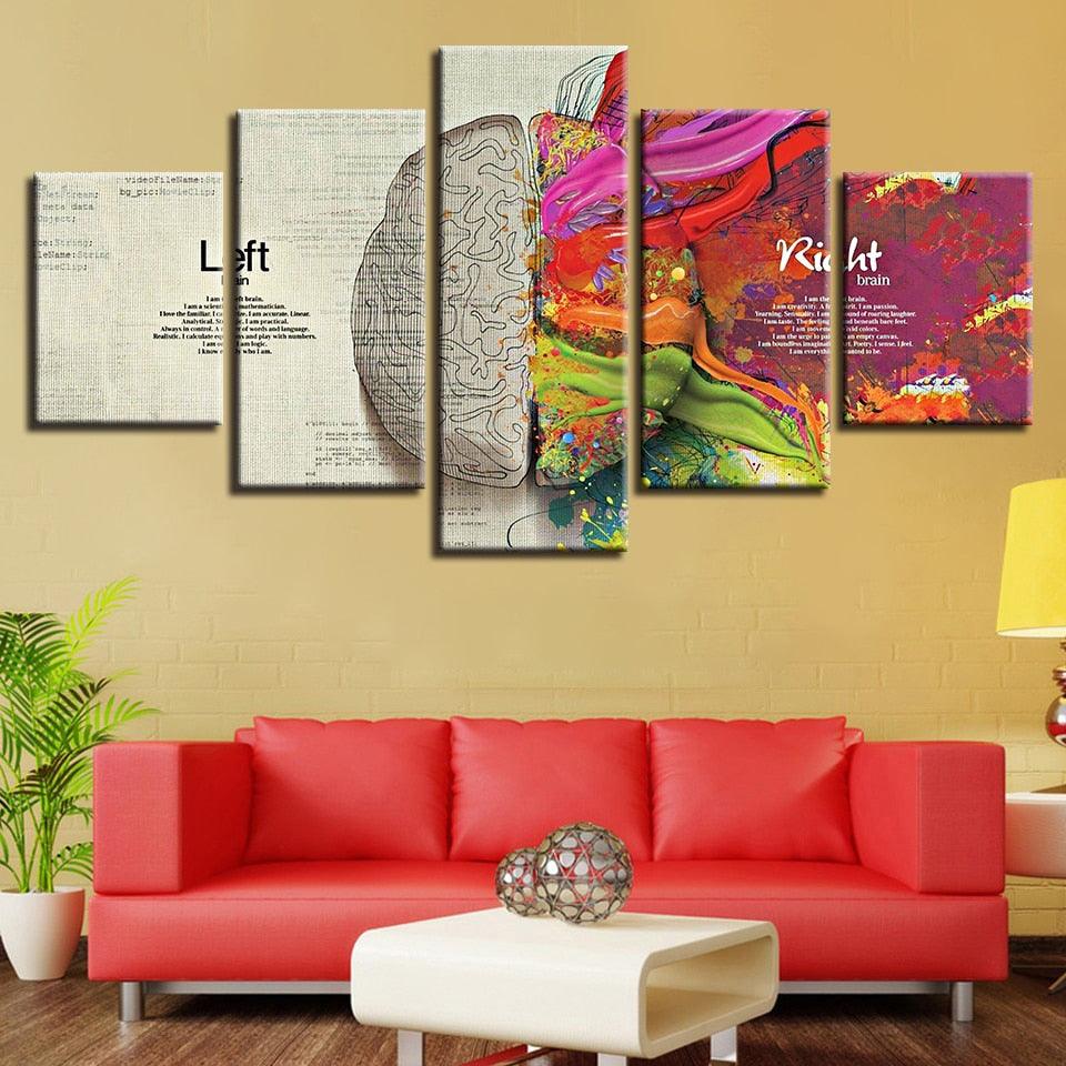 Abstract Color Partition 5 Piece HD Multi Panel Canvas Wall Art Frame - Original Frame