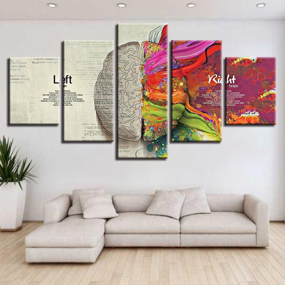 Abstract Color Partition 5 Piece HD Multi Panel Canvas Wall Art Frame - Original Frame