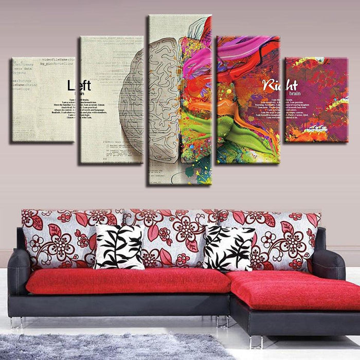 Abstract Color Partition 5 Piece HD Multi Panel Canvas Wall Art Frame - Original Frame