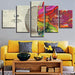 Abstract Color Partition 5 Piece HD Multi Panel Canvas Wall Art Frame - Original Frame