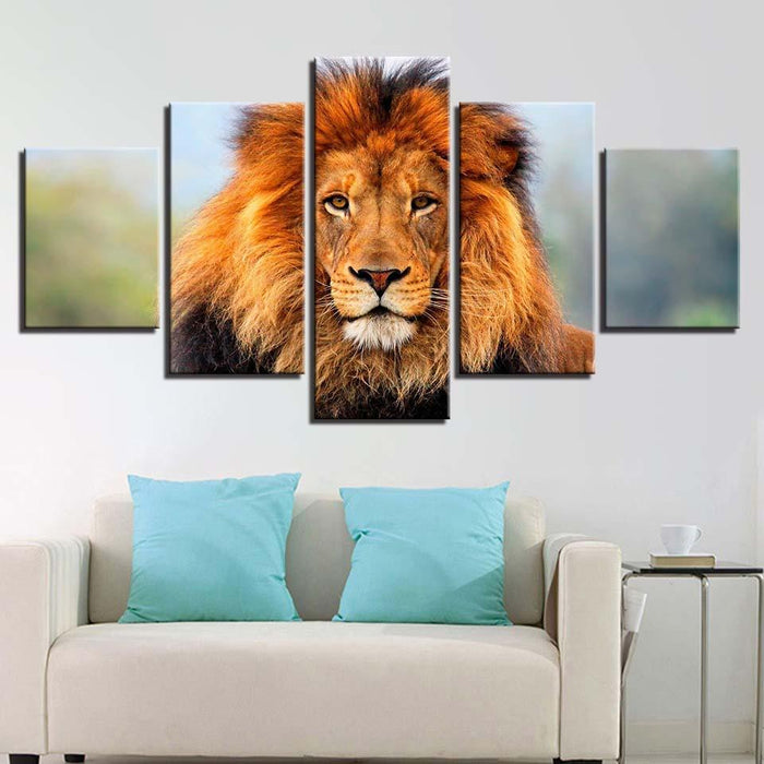 Majestic Lion 5 Piece HD Multi Panel Canvas Wall Art Frame