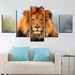 Majestic Lion 5 Piece Multi Panel Canvas Wall Art Frame - Original Frame