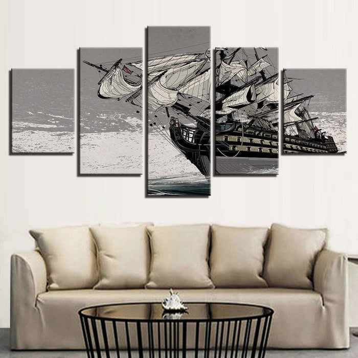 Sailing Boat 5 Piece HD Multi Panel Canvas Wall Art Frame