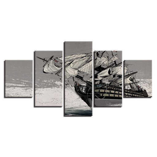 Sailing Boat 5 Piece HD Multi Panel Canvas Wall Art Frame - Original Frame