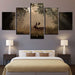 Forest Deer 5 Piece HD Multi Panel Canvas Wall Art Frame - Original Frame