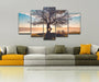 Blue Sky Tree Silhouette 5 Piece HD Multi Panel Canvas Wall Art Frame - Original Frame