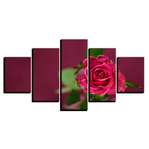 Beautiful Red Rose Flower 5 Piece HD Multi Panel Canvas Wall Art Frame - Original Frame