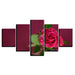 Beautiful Red Rose Flower 5 Piece HD Multi Panel Canvas Wall Art Frame - Original Frame