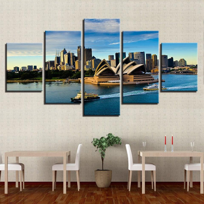 Sydney Opera House 5 Piece HD Multi Panel Canvas Wall Art Frame - Original Frame