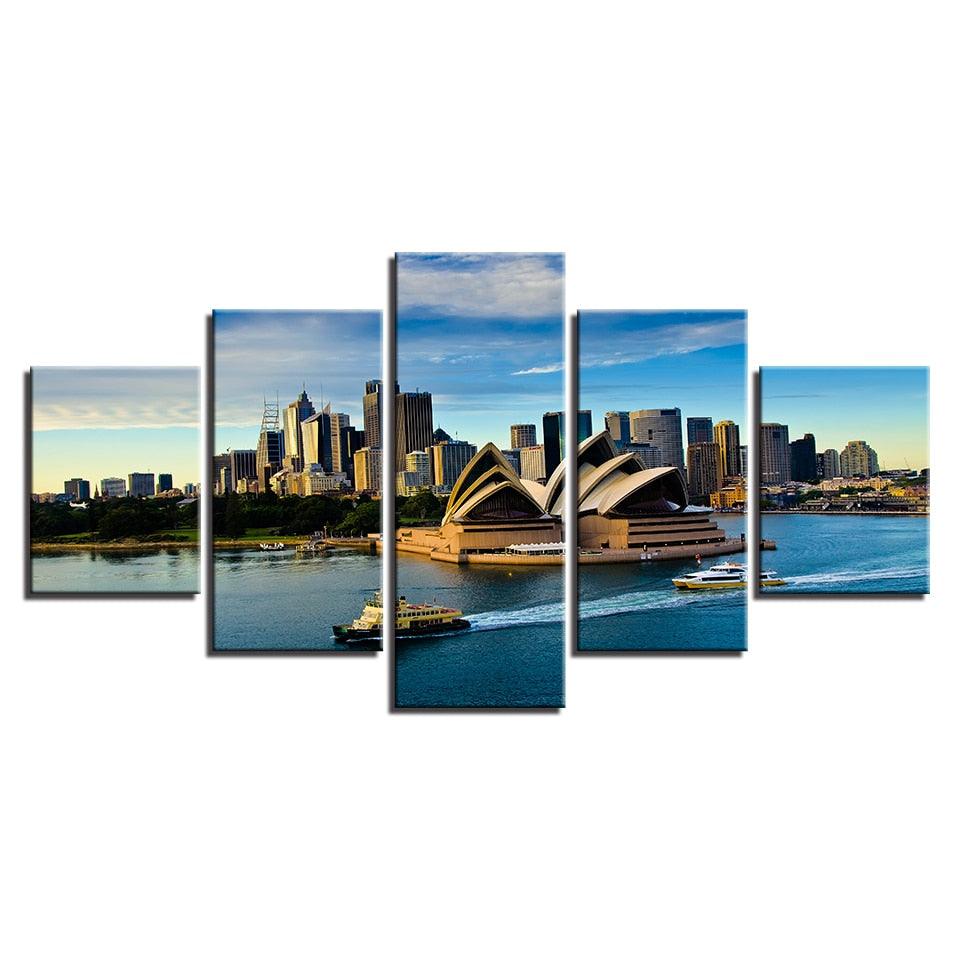 Sydney Opera House 5 Piece HD Multi Panel Canvas Wall Art Frame - Original Frame