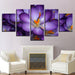 Purple Flowers 5 Piece HD Multi Panel Canvas Wall Art - Original Frame