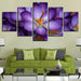 Purple Flowers 5 Piece HD Multi Panel Canvas Wall Art - Original Frame