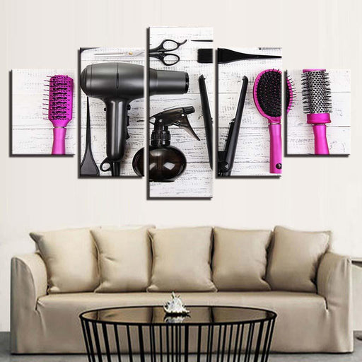 Hair Dryer 5 Piece HD Multi Panel Canvas Wall Art Frame - Original Frame