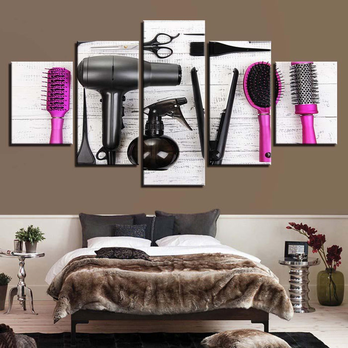 Hair Dryer 5 Piece HD Multi Panel Canvas Wall Art Frame - Original Frame