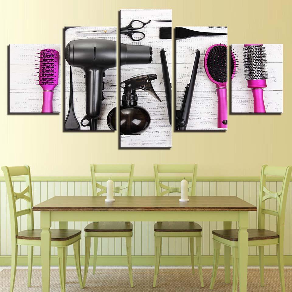 Hair Dryer 5 Piece HD Multi Panel Canvas Wall Art Frame - Original Frame