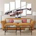 White Musical Instruments Violin 5 Piece HD Multi Panel Canvas Wall Art Frame - Original Frame