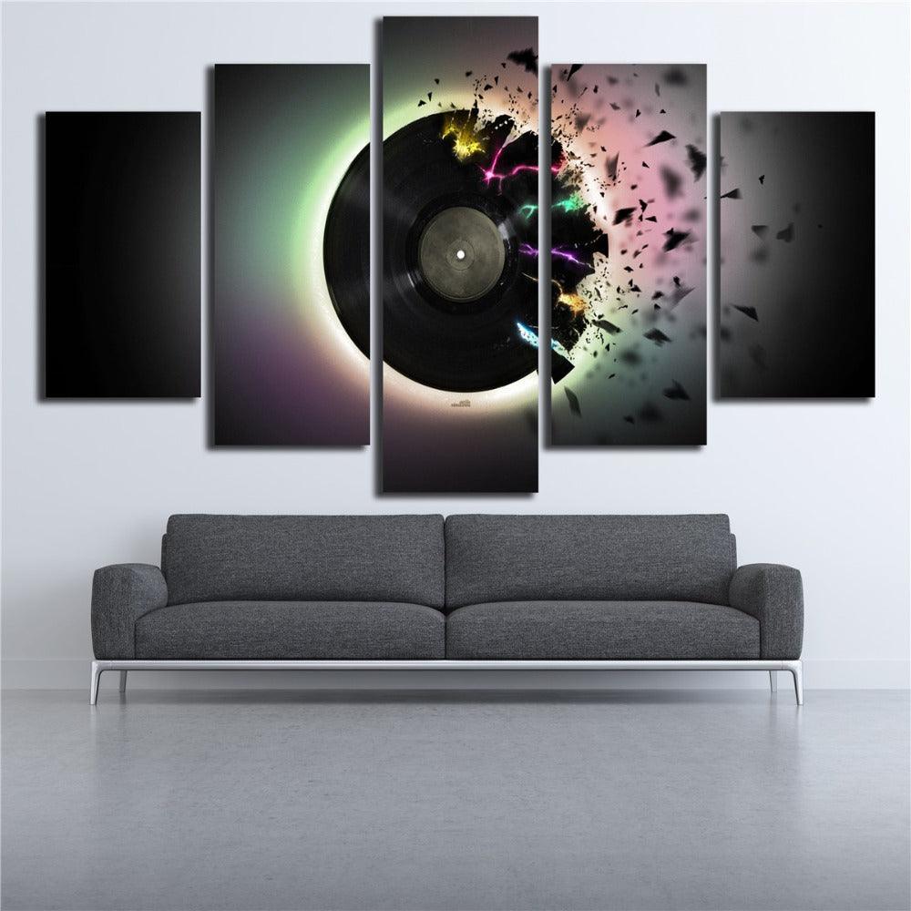 DJ Abstract 5 Piece HD Multi Panel Canvas Wall Art Frame - Original Frame