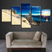 Snow Mountain Skiing 5 Piece HD Multi Panel Canvas Wall Art Frame - Original Frame