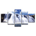 Mountain & Waterfalls 5 Piece HD Multi Panel Canvas Wall Art Frame - Original Frame