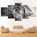 White And Black Sleeping Tiger 5 Piece HD Multi Panel Canvas Wall Art Frame - Original Frame