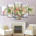 White Pink Flowers Bouquet 5 Piece HD Multi Panel Canvas Wall Art Frame - Original Frame