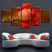 Orange Rose 5 Piece HD Multi Panel Canvas Wall Art Frame - Original Frame